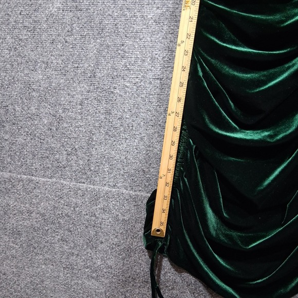 House of Harlow 1960 Green Velvet‎ Ruched One Shoulder Bodycon Dress Large - Picture 9 of 12